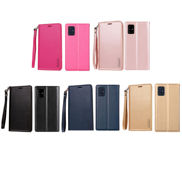 Glatt lommebokdeksel (HANMAN) - Samsung Galaxy A51 Rosaröd