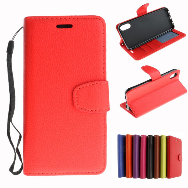 iPhone X - NKOBEE-deksel med lommebok Röd
