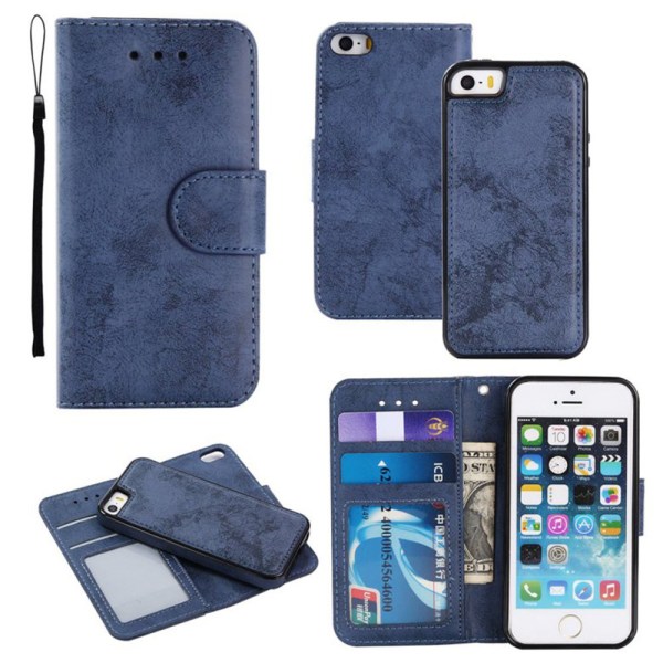 Lommebokdeksel med skallfunksjon for iPhone 8 Marinblå