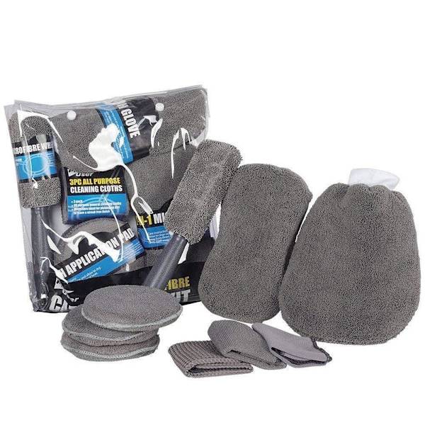 Effektfulla 9-Pack Microfibers Fordons Rengörings Set Svart