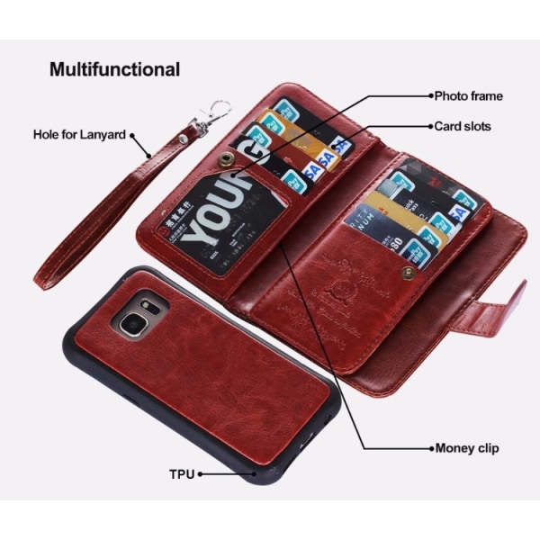 Elegant Wallet-etui 9 kortpladser ROYBEN Samsung Galaxy S8+ Röd
