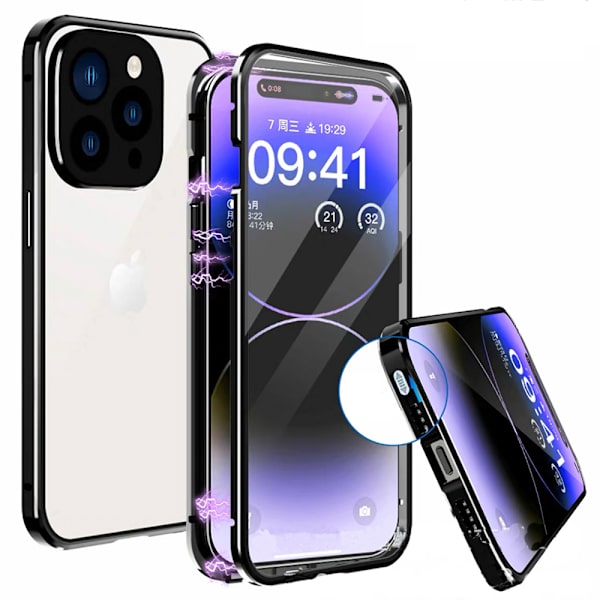 Elegant Dubbelsidigt Magnetskal - iPhone 14 Pro Röd