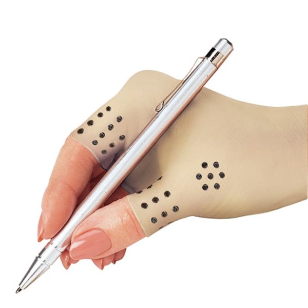 1-Par Kompress Fingerlösa Artrit Handskar Beige