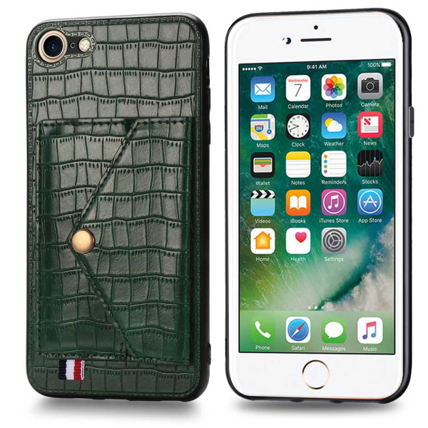 Glat stilfuldt cover med kortholder - iPhone 8 Grön