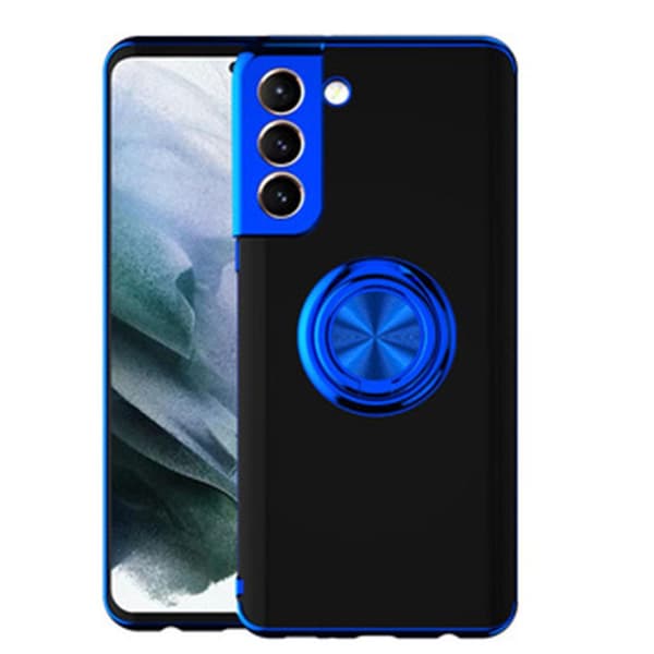 Elegant silikonecover med ringholder - Samsung Galaxy S21 Plus Blå