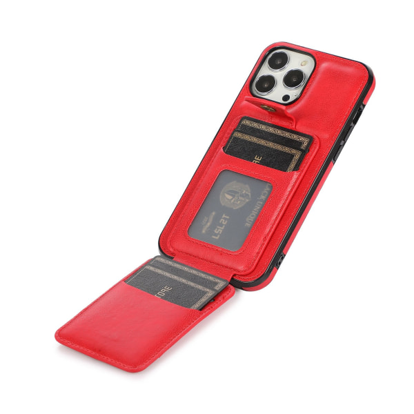 Tyylikäs kansi korttilokerolla - iPhone 14 Pro Röd