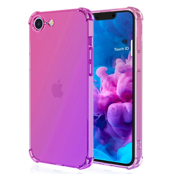 iPhone 16E - Greppvänligt Silikonskal i Trendiga Färger Rosa/Grön