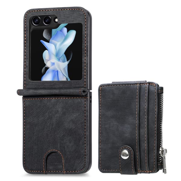 Galaxy Z Flip 5 5G - 2 i 1 Plånboksfodral med kortfack Brun
