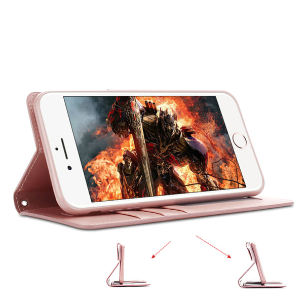 iPhone 8 - Stilrent Läderfodral med Plånbok (Diary) Roséguld