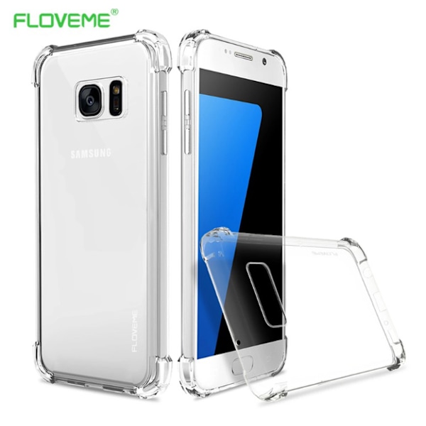 Praktiskt Robust silikonskal extra tjocka hörn - GALAXY S7 EDGE Silver/Grå