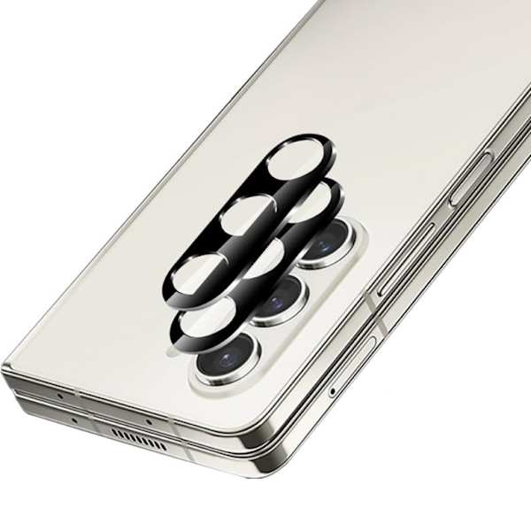 Samsung Galaxy Z Fold 5 2.5D Linsskydd - Transparent & Svart Ram