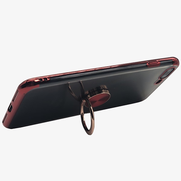 Skyddande Silikonskal med Ringh�llare - iPhone 7 Plus Svart