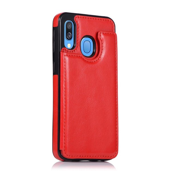 Elegant beskyttelsescover med kortholder - Samsung Galaxy A40 Röd
