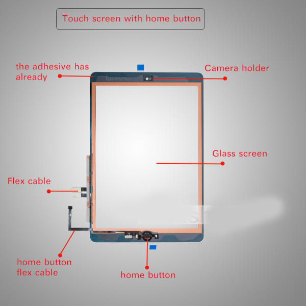 iPad 8 8th Gen 10.2 Touch Screen LCD Flex Cable Hjem-knap Vit