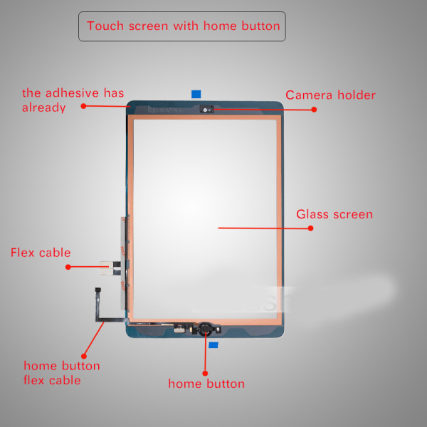 iPad 8 8th Gen 10.2 Touch Screen LCD Flex Cable Hjem-knapp Svart