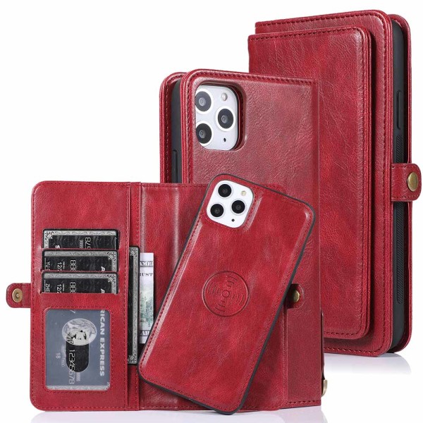 Stilfuldt etui med dobbelt tegnebog - iPhone 11 Pro Röd
