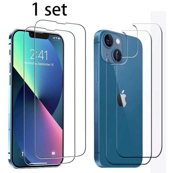 2-Pack iPhone 14 Fram- & Baksida Skärmskydd 0,3mm Transparent