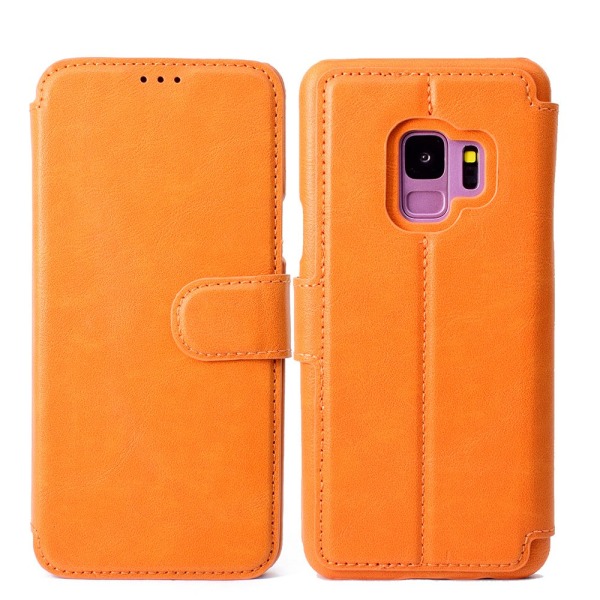 Samsung Galaxy S9+ (Class-Y) Stils�kra Pl�nboksfodral Orange