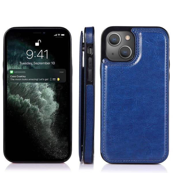 Elegant Smidigt Skal med Kortfack - iPhone 13 Mörkblå