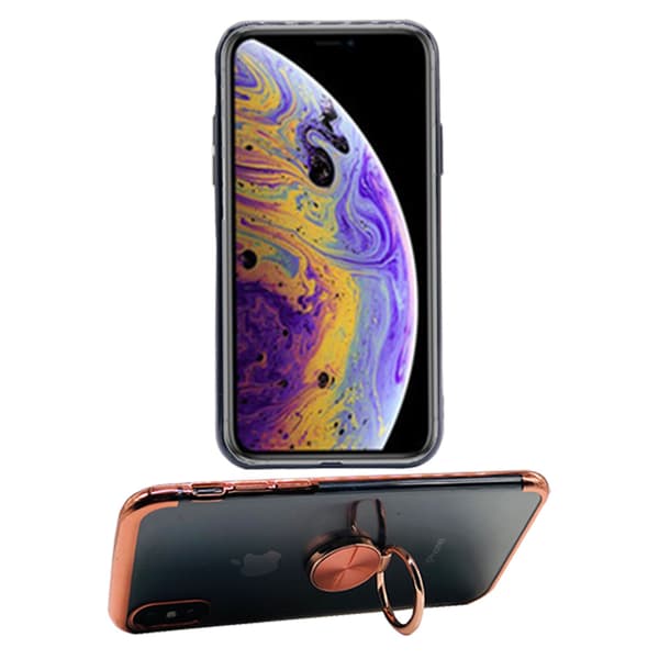 iPhone X/XS - Stötdämpande Smidigt Skal Ringhållare Blå
