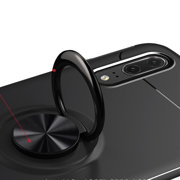 Huawei P20 - Praktisk beskyttelsesdeksel med ringholder Röd/Röd