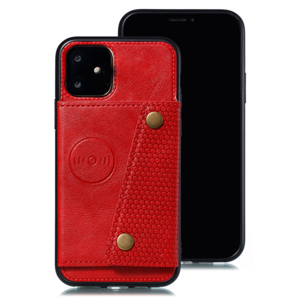 Glat cover med kortholder - iPhone 11 Röd