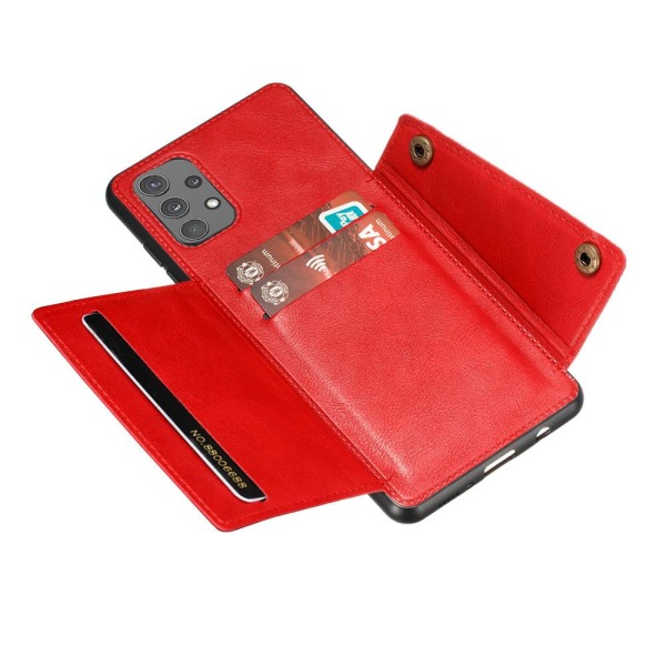 Glatt deksel med kortrom - Samsung Galaxy A32 Röd