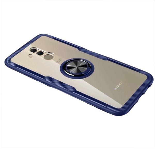 Huawei Mate 20 Lite - Gjennomtenkt Leman-deksel med ringholder Blå/Blå
