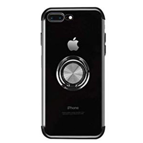 Tehokas silikonikuori sormustelineellä - iPhone 8 Plus Silver
