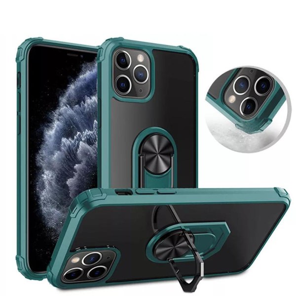 Glat stødabsorberende cover med ringholder - iPhone 12 Pro Max Grön