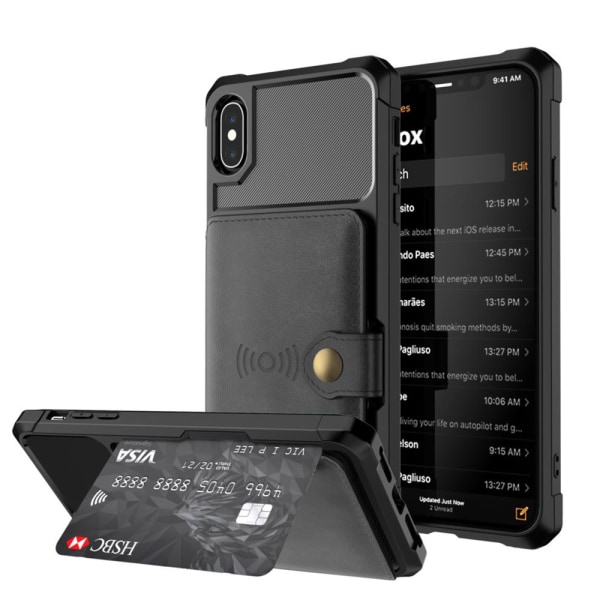 Huomaavainen suojakuori korttilokerolla - iPhone XS Max Blå