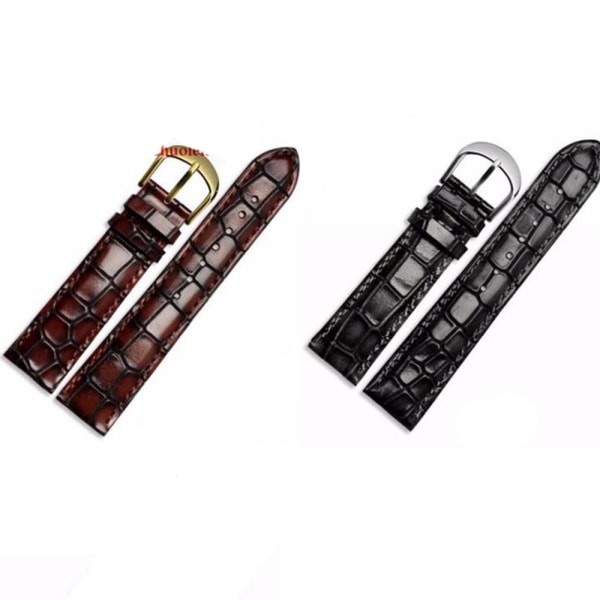 Stilsäkert Topp Kvalitet Klockarmband ÄKTA LÄDER Svart 20MM