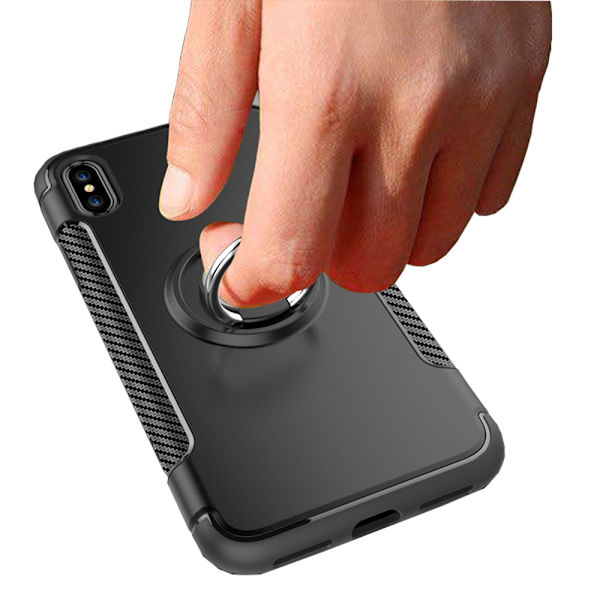 Robust Skyddsskal med Ringhållare till iPhone XS Max Grå