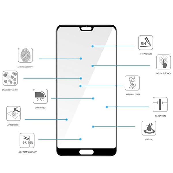 Skærmbeskytter 2.5D HD 0.3mm P20 Pro Svart