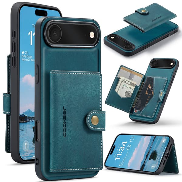 iPhone 17 Air Plånboksskal  4 Kort + Sedlar Brun