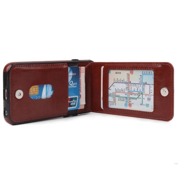 iPhone 6/6S Tyylikäs nahkakotelo, jossa lompakko/korttilokero MUSTA Svart