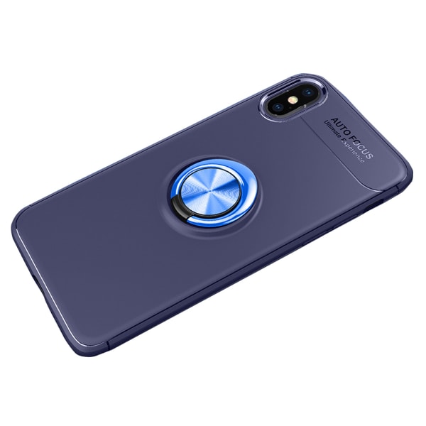 iPhone XR - Praktisk deksel med ringholder (AUTOFOKUS) Blå/Blå