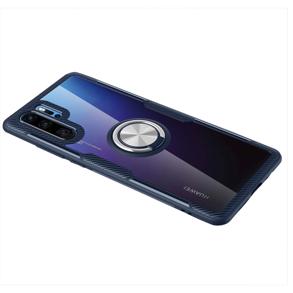 Huawei P30 Pro - Fleksibelt cover med ringholder Blå/Blå