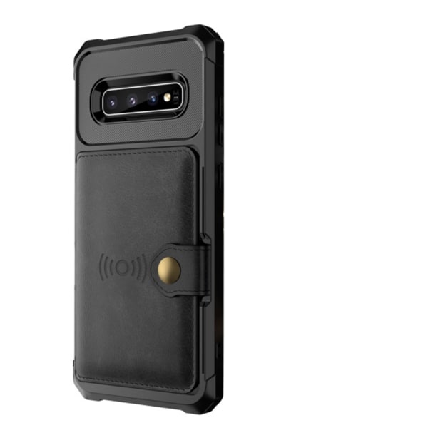 Glat slidbestandigt cover med kortrum - Samsung Galaxy S10 Grön