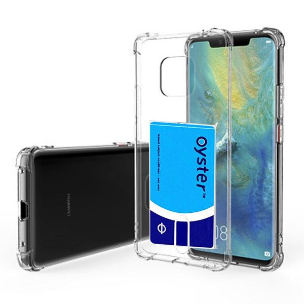 Huawei Mate 20 Pro - Skyddande Skal med Korthållare Transparent