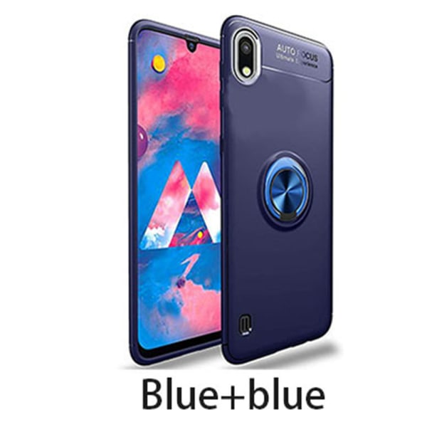 Glat stødabsorberende cover ringholder - Samsung Galaxy A10 Blå/Blå