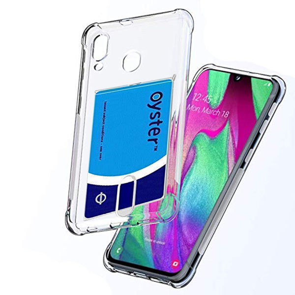 Skal med Kortfack - Samsung Galaxy A40 Transparent/Genomskinlig