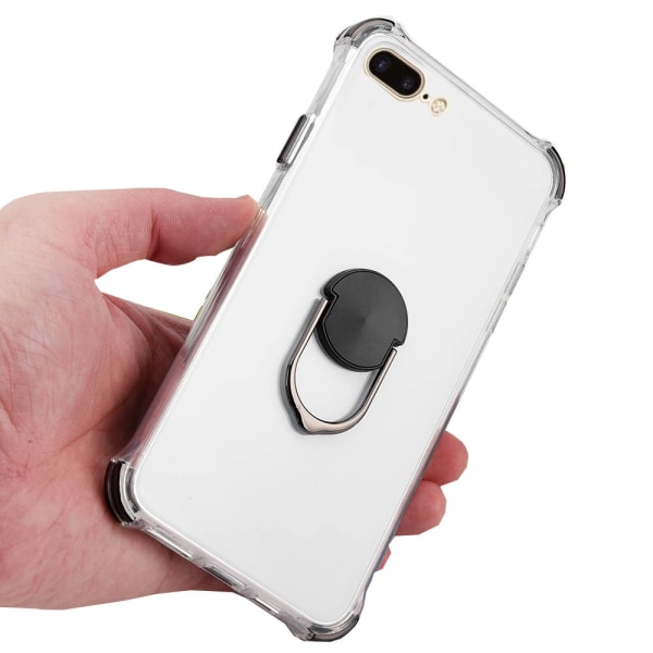 iPhone 8 Plus - Tehokkaasti ohut kotelo sormustelineellä Röd