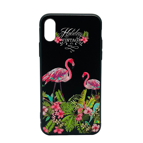 Skyddande Skal av Silikon till iPhone X/XS (BLACK FLAMINGO)