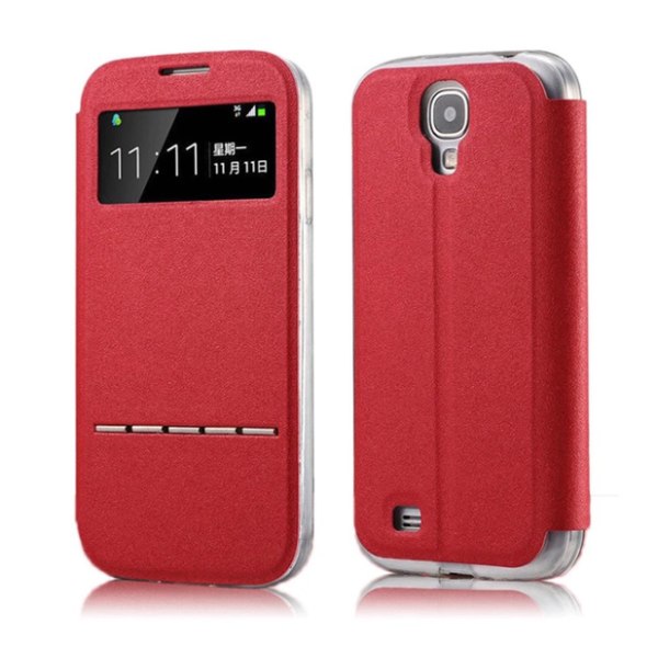Praktiskt Fodral med Svarsfunktion - Samsung Galaxy S4 Mini Röd