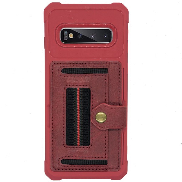Glatt deksel med kortholder - Samsung Galaxy S10 Plus Röd