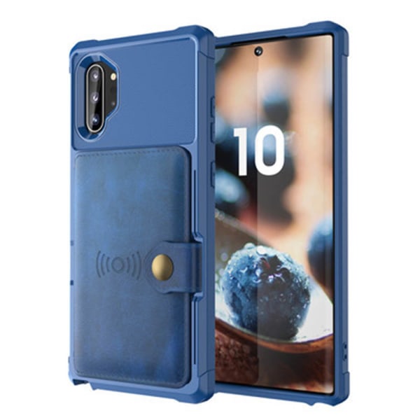 Glat cover med kortrum - Samsung Galaxy Note10 Plus Blå