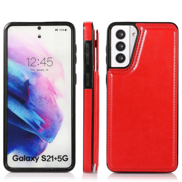 Praktisk cover med kortrum - Samsung Galaxy S21 Plus Röd