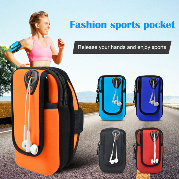 Vanntett håndleddsveske Sport Fitness-øretelefoner Premium Orange