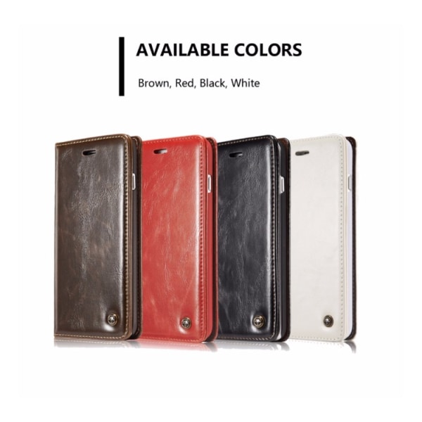 Elegant lommebokdeksel i skinn til Galaxy S8+ fra CASEME Röd